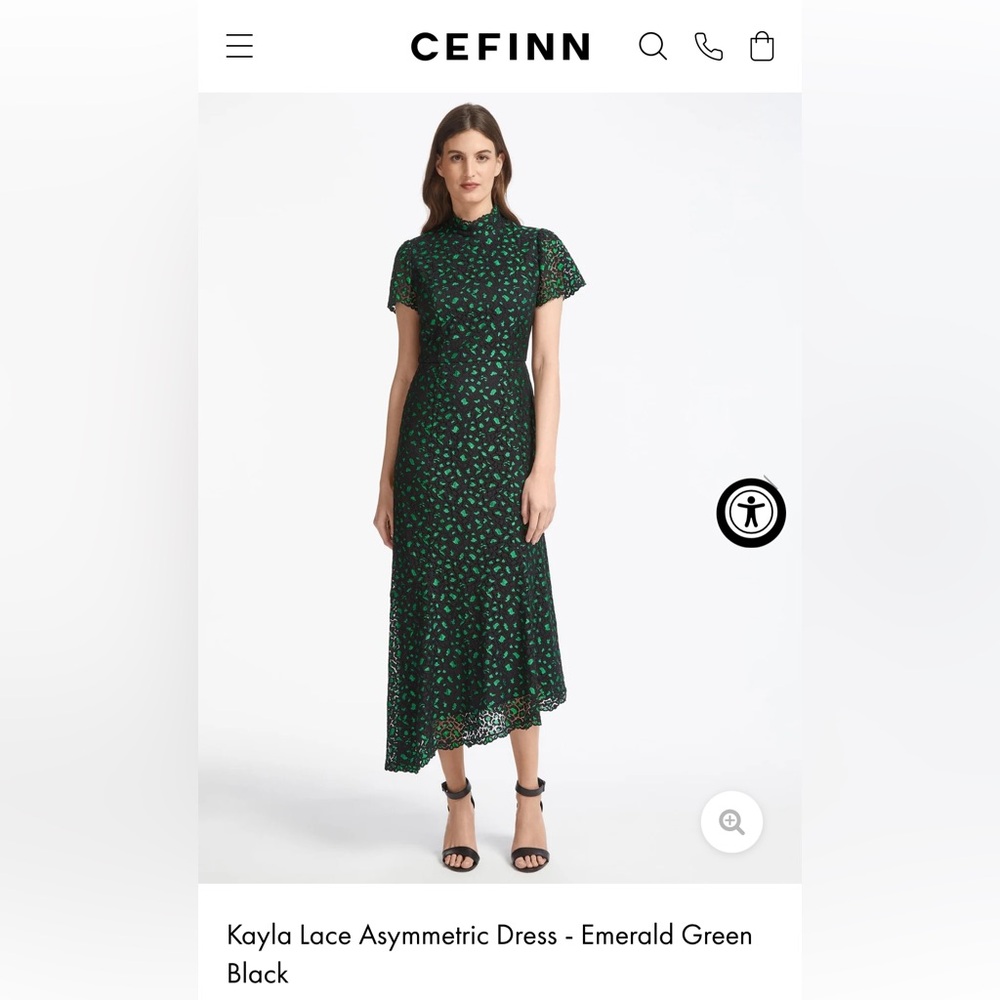 Cefinn Emerald Green Lace Asymmetric Dress